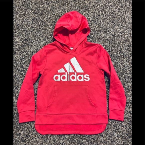 Girls Adidas hoodie pink size medium 10/12 - Picture 1 of 3